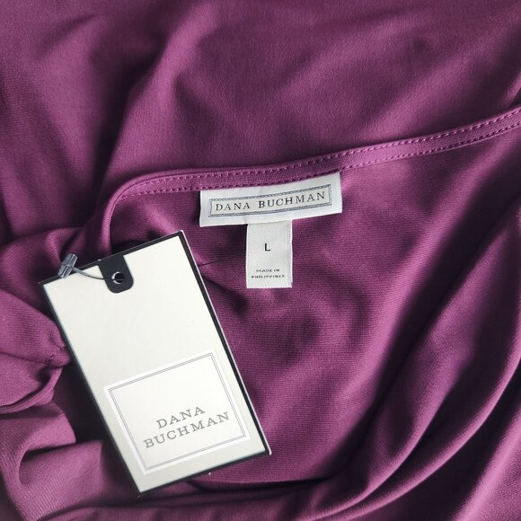 Dana Buchman Purple Runched Blouse Womens L 90s Basic - Picture 7 of 9